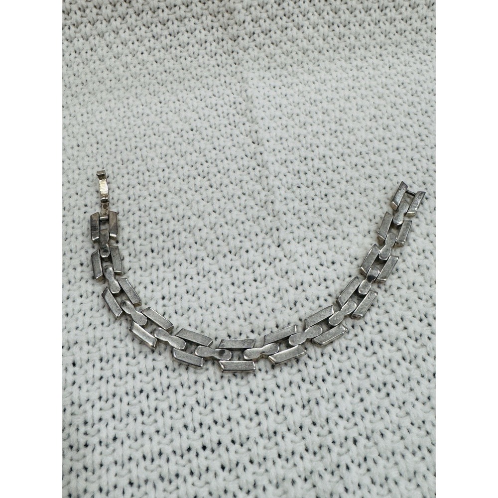 925 Sterling Silver Mexico Modernist Link Bracelet 7.25"